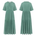 thumbnail image 5 of Vestido maxi boho verde de algodón R.Vivimos con cuello en V, talla pequeña, 5 of 5