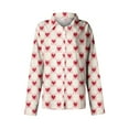 thumbnail image 4 of yillto Women's Valentine's Day Heart Blouse Button down Long Sleeve Tops Dress Business Casual Outfits, 4 of 5