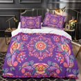 thumbnail image 3 of LAICAIW Ensemble de Housse de Couette Boho 3 Pcs, Motif Floral Mandala Léger, Violet, Format Jumeau, 3 of 7