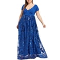thumbnail image 2 of PENGXIANG Grande Taille pour Femme V-Cou Manches Courtes Floral Paillettes Soirée Partie Maille Robe, 2 of 6