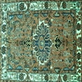 thumbnail image 1 of Ahgly Company Machine Washable Indoor Square Persian Turquoise Blue Traditional Area Rugs, 7' Square, 1 of 4