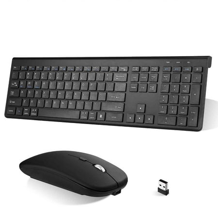 UrbanX Plug and Play Compact Rechargeable Wireless Bluetooth Full Size Keyboard and Mouse Combo for Samsung Galaxy Tab S7 - Windows, macOS, iPadOS, Android, PC, Mac, Laptop, Smartphone, Tablet -Black
