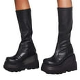 thumbnail image 1 of CEHVOM Bottes Mode à Semelles Épaisses Grande Taille pour Femmes Automne Plateforme en Cuir, 1 of 5