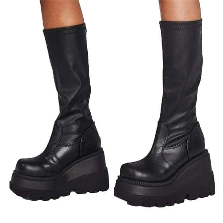 

Fashion Thick-soled Large Size Boots Women Autumn Platform Leather Boots