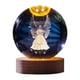 thumbnail image 1 of Bola transparente Noche de vidrio claro Luz de la pelota Decoración de la mesa decorativa Ornamento con base de madera para la sala de estudio Regalo Ángel, 1 of 8