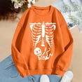 thumbnail image 4 of KHONTS Women Skeleton Sweatshirt Halloween Maternity Sweatshirts Crewneck Pullover Tops Pregnancy Announcement Tee Tops Orange XL, 4 of 5