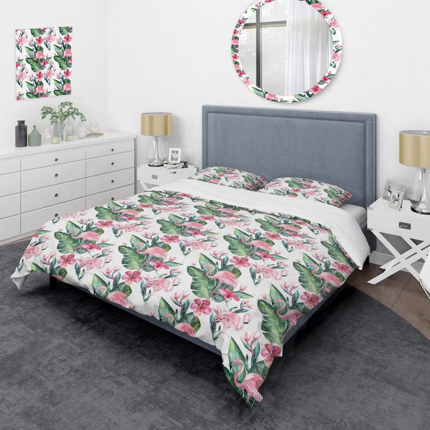 Designart Juego de Funda Nórdica 'Tropical Floral Summer' Cabaña y Refugio