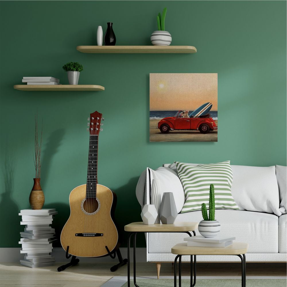 Stupell Industries Mouse Beach Cruise Surf and Sand Car Canvas Wall Art Design by Lucia Heffernan