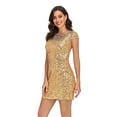 thumbnail image 4 of PrettyGuide Women's Sequin Bodycon Dress Cap Sleeve Boat Neck Glitter Club Party Cocktail Dress, 4 of 6
