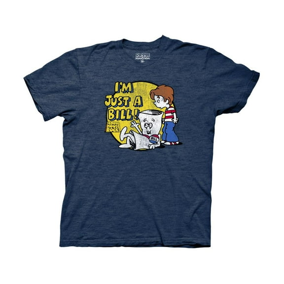 Ripple Junction Schoolhouse Rock Adult I'm Just a Bill Circle Crew T-Shirt Heather Navy