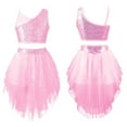 thumbnail image 5 of inhzoy Girls Lyrical Ballet Dance Leotard Tutu Dress Sequins Crop Top Mesh Irregular Skirt Dancewear, 5 of 5
