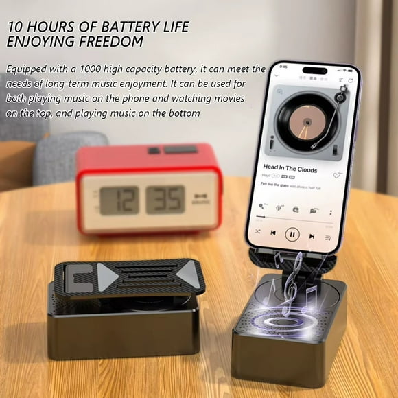 SOPORTE PLEGABLE, GIRATORIO PARA TELÉFONO CON BOCINA BLUETOOTH