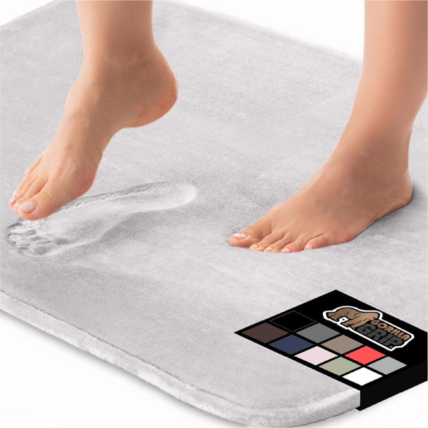 Alfombra viscoelástica para baño GORILLA GRIP 30 x 20 cm, color gris claro