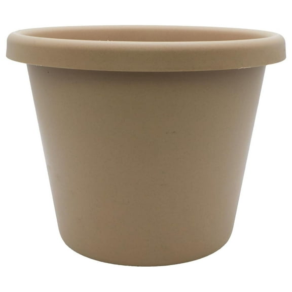 Exlonjet 14 Inch Round Classic Planter - Plastic Plant Pot for Indoor Outdoor Plants Flowers , Sandstone