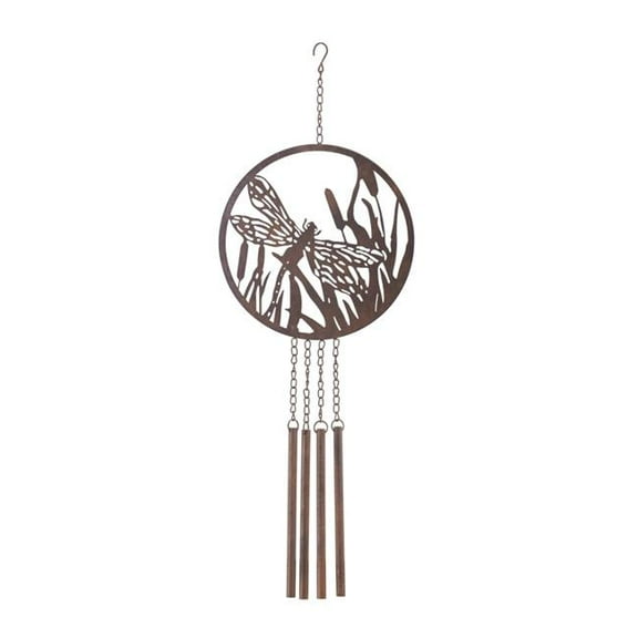 33 in. Metal Dragonfly Wind Chime, Bronze