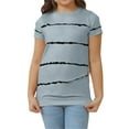 thumbnail image 3 of Langwyqu Girls Casual Short Sleeve Striped T Shirts Kids Loose Tees Size 4-15, 3 of 5
