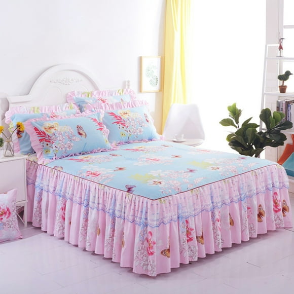 Soft And Smooth Ruffle Bed Skirt, Strong Sense Of Hierarchy And Romantic Folds, High Definition Digital Printing, Suitable For All Night Sleep, Health And Environmental Protection (Queen Size)