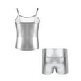 thumbnail image 2 of TiaoBug Kids Girls Yoga Workout Outfit Shiny Metallic Camisole Top with Shorts Gymnastic Dance Costume Silver 14, 2 of 5