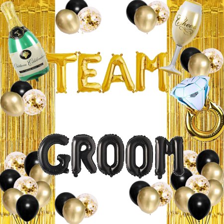 Groom's Night Out Balloons and Banner Set - Gold and Black Bachelor Party Decor for Men, Perfect for Groom To Be Celebrations, Engagements, and Wedding Showers