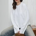 thumbnail image 5 of Womens Solid Color Soft Knit Sweaters Long Sleeve Crew Neck Pullover Sweater Casual Basic Loose Fit Sweater Tops, 5 of 7
