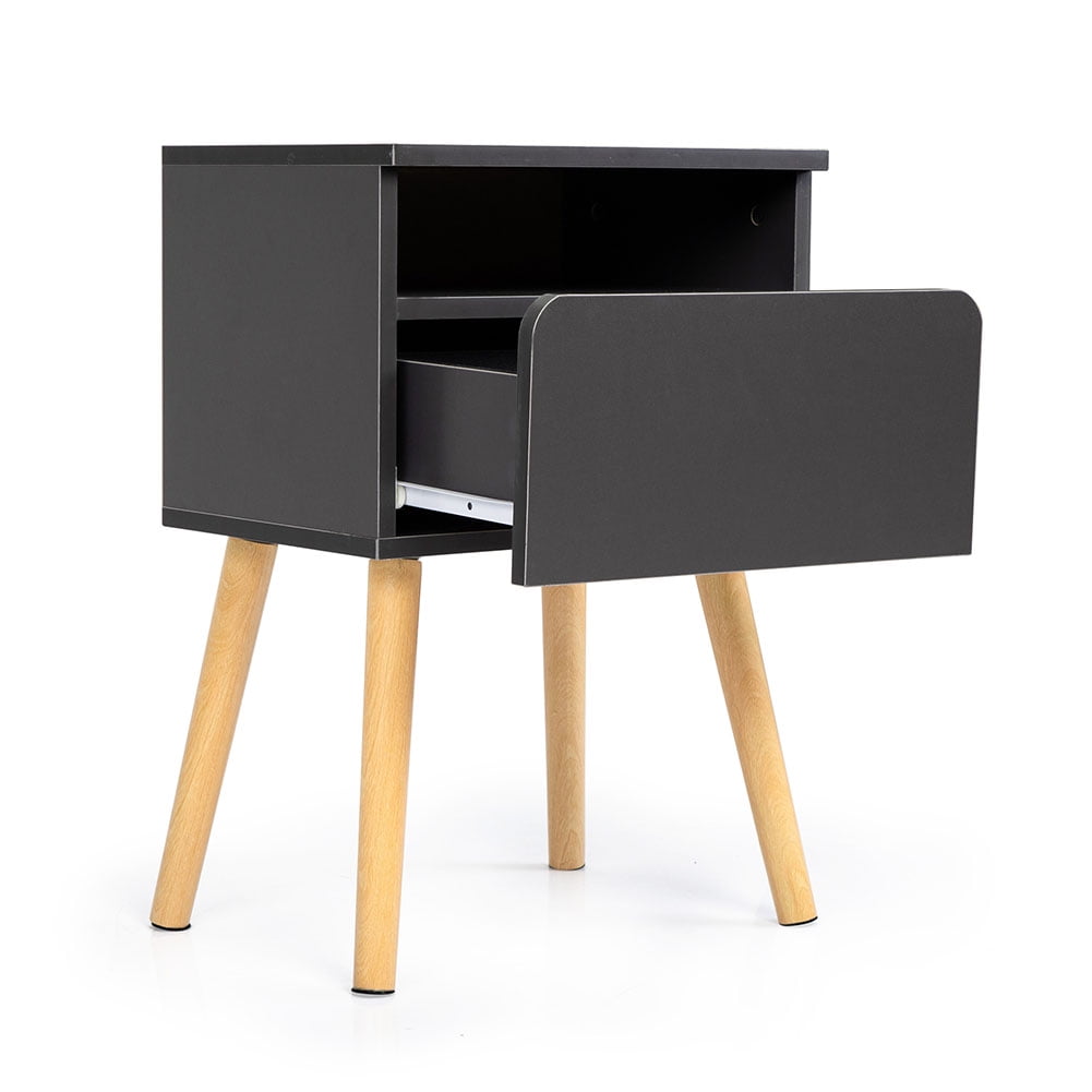 Private Jungle Nightstand with Drawer, Natural Wood Sofa Side End Table Bedside Night Stand with 4 Pine Legs,Gray Private Jungle Nightstand with Drawer, Natural Wood Sofa Side End Table Bedside Night Stand with 4 Pine Legs,Gray