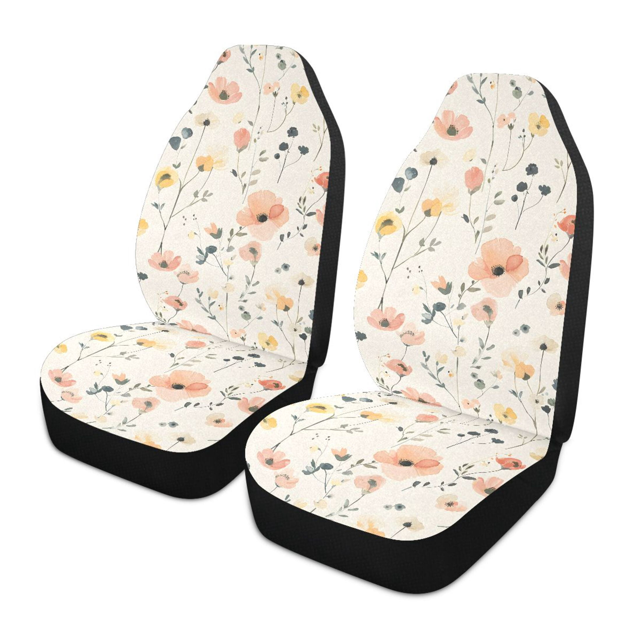 GOSTONG Cow & Sunflower Print Car Seat Covers Full Set - 4pc Universal Fit For Most Cars, Trucks & SUVs | Washable & Easy Install