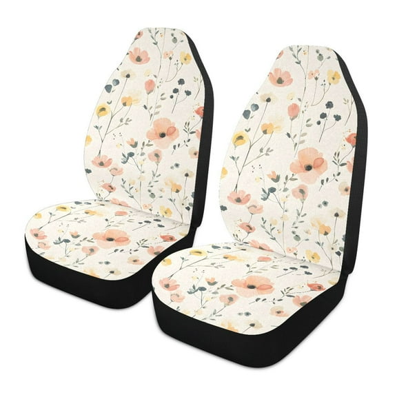 ALAZA Floral Flower Car Seat Covers 2 PCs Universal Auto Front Seats Interior Protector