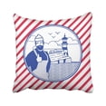 thumbnail image 1 of BOSDECO Blue In The Of Linear Pattern On Marine Sea Coastal Town Ship Lighthouse Cliffs Red Pillowcase Throw Pillow Cover Case 18x18 inches, 1 of 2