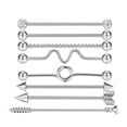 thumbnail image 1 of 8pcs 14G Industrial Barbell Bar Studs Pendiente Jewelry Mujeres Plata Zulema Aretes de acero inoxidable, 1 of 8