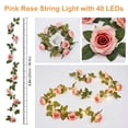thumbnail image 6 of Ninonly Rose Fairy Lights, 7.2FT 40 LED Pink Artificial Flower Garland with Lights, 8 Lighting Modes Garden, Battery Operated  Decoration for Wedding Party  Balcony Room, 6 of 11