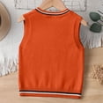 thumbnail image 4 of Odeerbi Chaqueta de Cuello En V de Punto de Cable de Los Niños Color Sólido Sin Mangas Uniforme de La Escuela, 4 of 9