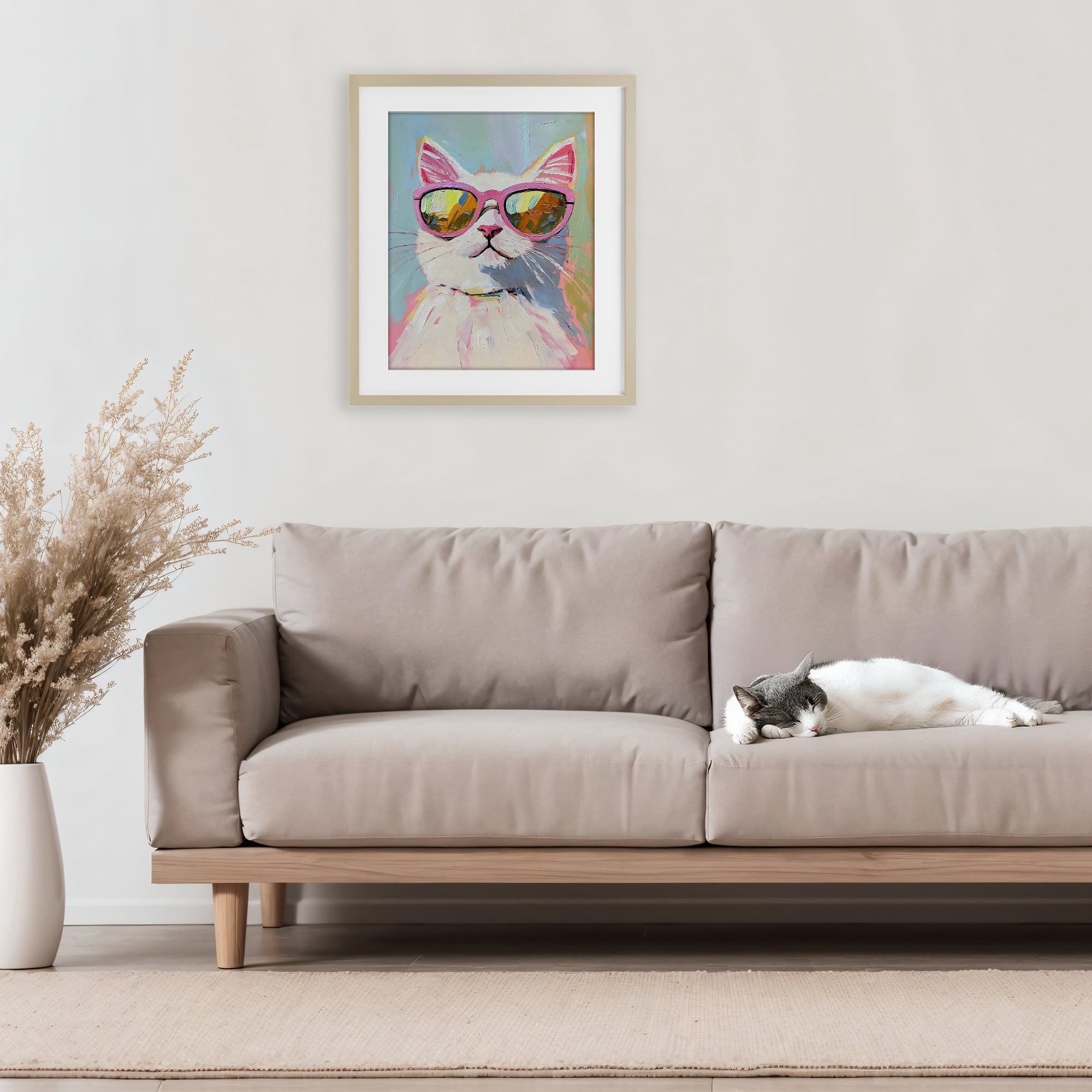 Stupell Industries Cool Cat in Sunglasses Birch Framed Print Under Glass, design by The Prints Vibe