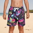 thumbnail image 2 of NIEWTR Boys' Casual Swim Shorts Quick Dry Swim Trunks Lightweight Beach Board Shorts with Designs（A01-Multicolour,7-8 Years), 2 of 9