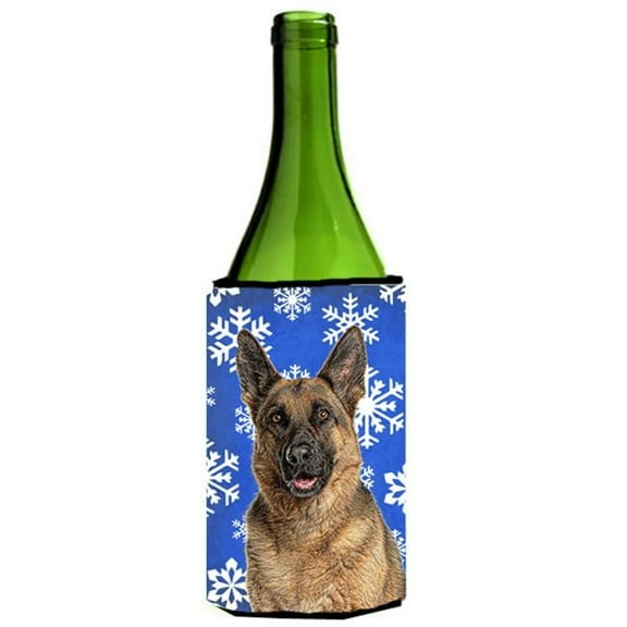 Winter Snowflakes Holiday German Shepherd Wine bottle sleeve Hugger