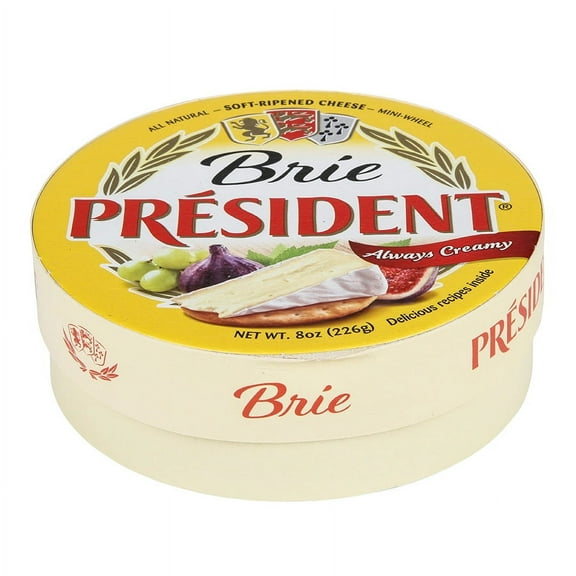 President Precious Plain Brie Soft Ripened Cheese, 8 Ounce -- 6 per case.