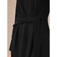 thumbnail image 4 of DARING DIVA Knee Length Pencil Long Sleeve Tie Waist Sheath Dress S Black, 4 of 6