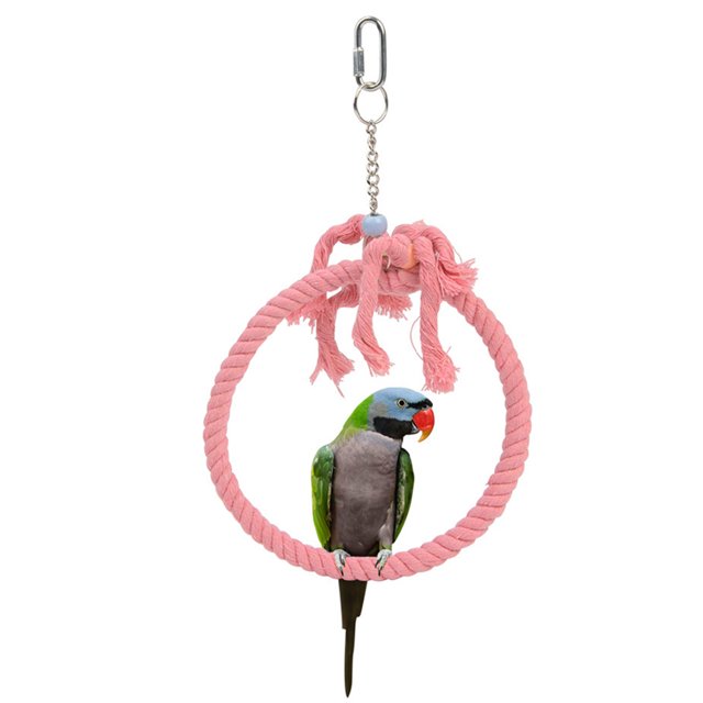 Parrot Swing Toy Hanging Cotton Rope Round Bird Circle Swing Parrot Ring Perch