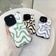 thumbnail image 2 of Funda para iPhone 13 Pro Max, de piel sintética suave de TPU y con un bonito diseño ondulado para mujeres y niñas, fina, protectora, a prueba de golpes, compatible con iPhone (azul, iPhone 13 Pro, 2 of 8