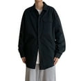 thumbnail image 1 of Camisas Para Hombre Talla Extra Uniformes Hombres Chicos Sólido Camisa de manga larga con botones Trajes de primavera y verano (Black, M), 1 of 5
