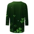 thumbnail image 5 of xixinqiwan St Patrick's Day Round Neck Shirts for Women,Women Lucky Four-Leaf Clover Graphic Shamrock Slainte Tshirt Carnival Seven Sleeve Tee Tops, 5 of 6