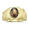 thumbnail image 1 of RYLOS Bagues pour Femmes Bague Solitaire en Or Jaune 14K Pierre Précieuse Ovale 9x7 mm avec Anneau Fini Satiné Bijoux Quartz Fumé de Juin Taille 9, 1 of 7