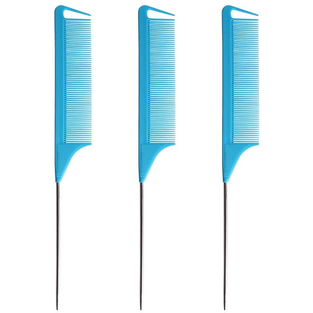 FloreceBien Peine para trenzas Peine de pelo de cola de rata Pasador de acero Peines de fibra de carbono con cola de acero inoxidable