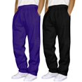 thumbnail image 2 of Mens 2PC Sweatpants Wide Straight Leg Pants Bottom Sweatpants Joggers Pants Workout With Pockets Running Sports Pants Loose Casual Jogger Pants S, 2 of 4