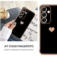 thumbnail image 6 of Compatible with Samsung S24 5G Case for Women Girl, Plating Edge Cute Love Heart Soft TPU Bumper with 4 Corners Shockproof Protection Phone Case Cover for Galaxy S24 5G(Black), 6 of 12