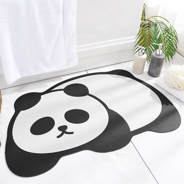 Alfombra antideslizante para puerta de baño de dibujos animados, 50x80CM, alfombra absorbente de agua para entrada del baño del hogar, cojín de secado rápido para inodoro, lindo panda