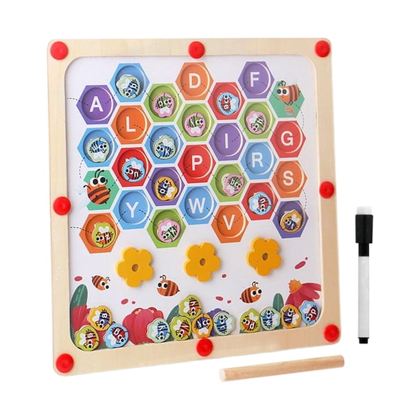 juego de rompecabezas de bloques,Rompecabezas de juegos de rompecabezas de tablero magnético de madera, Dibujo Pizarra Juguete educativo de madera,Rompecabezas de madera Alfabeto Hugo juego de rompecabezas de bloques