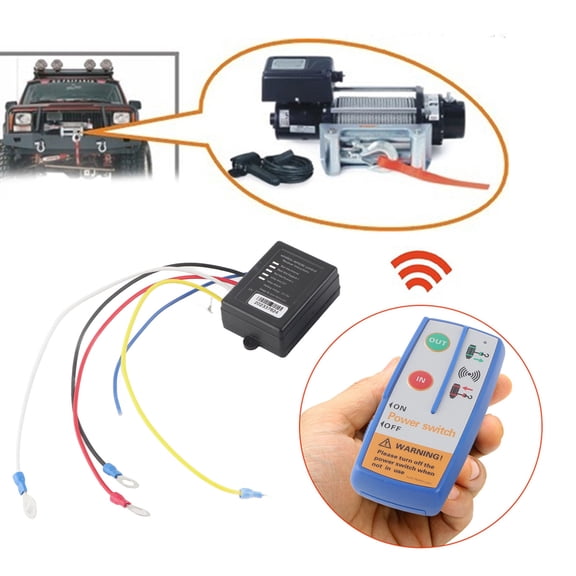 12V Electric Winch Remote Kit, Wireless Control, Visual Indicator, 50ft Range