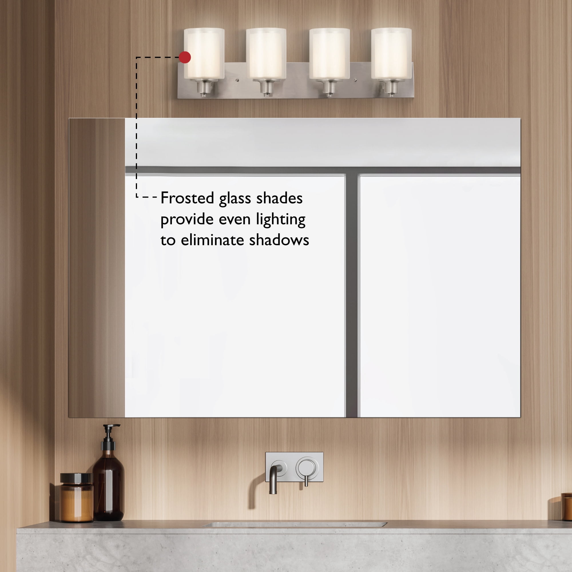 Design House Oslo Traditional 4-Light Indoor Dimmable Bathroom Vanity Light, Satin Nickel