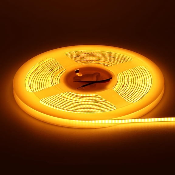 3mm COB LED Strip Light, 16.4FT DC 12V Golden Yellow COB Light Strip, 400LEDs/M Cuttable LED Light Strip for Bedroom Home Kitchen Cabinet Decor (NO Power Supply)