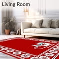 thumbnail image 2 of ODIKA 2'x3' Machine Washable Non-Slip Area Rug, Nordic Winter Wonderland with Santa Sleigh and Pine Forest Motif High Traffic Rug, Red, 505529, 2 of 7